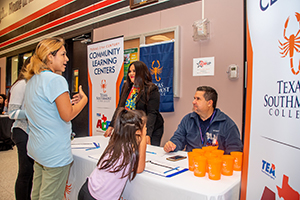 Texas Southmost Collegeâ€™s 21st Century Community Learning Centers staff talk to parents and students Sept. 30, 2019 about educational opportunities at TSC.