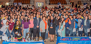 Hundreds of BISD students attended Texas Southmost Collegeâ€™s Scorpion Pathways to Success events Sept. 23-25 at TSCâ€™s Jacob Brown Auditorium. From left center to right center, TSC President JesÃºs Roberto RodrÃ­guez, TSC Board of Trustees Chairwoman Adela G. Garza and TSC Director of Special Instructional Projects Prisci Roca Tipton. 