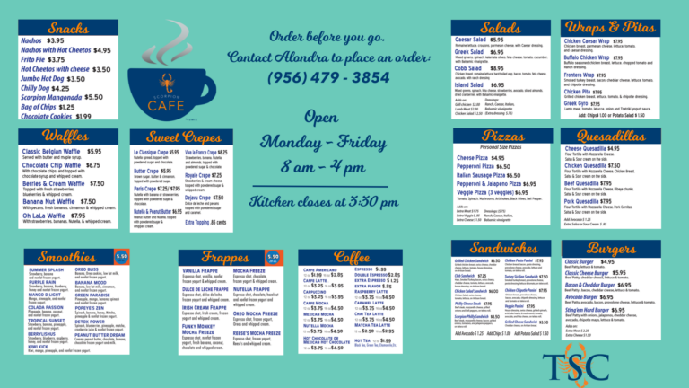 Scorpion Cafe Menu