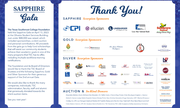 Thank you Sapphire Gala sponsors for supporting Texas Southmost College student scholarships