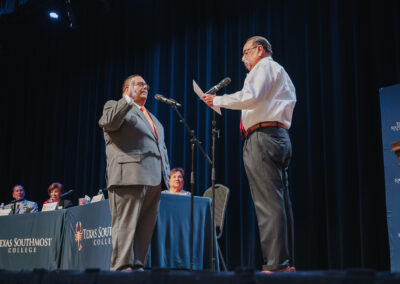 Edward C. Camarillo raises his hand to take the Oath of Office, as administered by Cameron County District Attorney Luis Saenz, on Wednesday, June 26, 2024 at the Jacob Brown Auditorium.