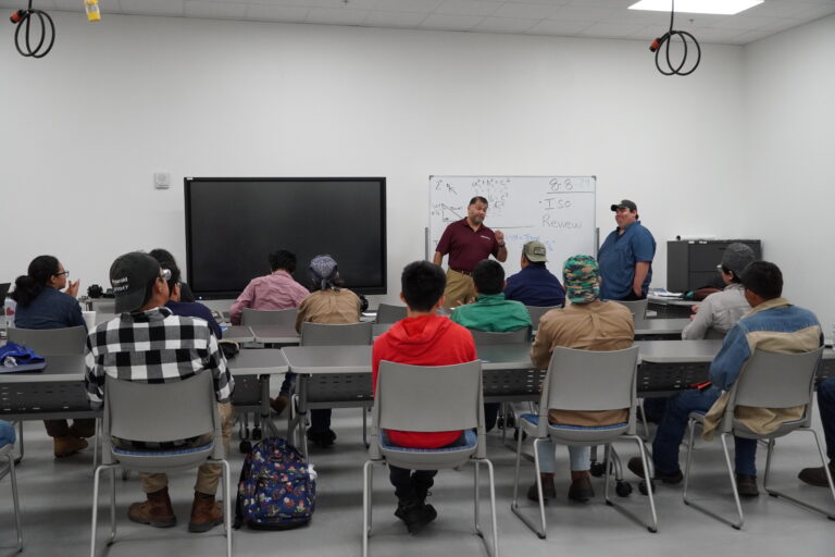Michael Sandoval and Mark Mendoza of DFG Solutions gave students in the pipefitting and welding courses a rundown of what to expect once they enter their fields.