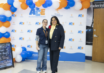 Dr. Prisci Roca Tipton visits with Vicky M. Garcia, TSC site coordinator.