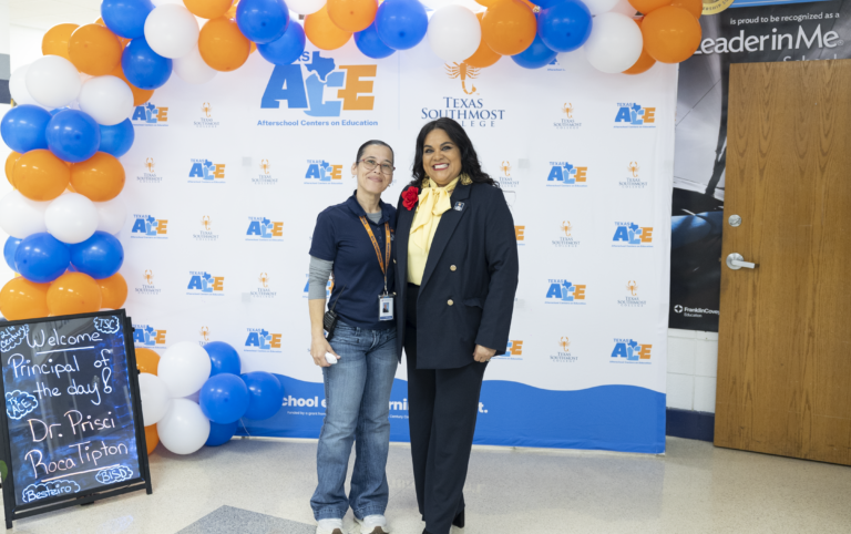 Dr. Prisci Roca Tipton visits with Vicky M. Garcia, TSC site coordinator.