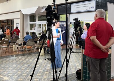 Telemundo reporter Martha Alicia Lopez provided home viewers with information about the VITA Tax program, ensuring that more people have an opportunity to benefit from the services offered.