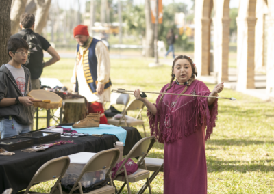 Participants explore historical exhibits and live reenactments during Texas Southmost College’s Living History Day on Feb. 1, 2025, in Brownsville, Texas. The annual event featured interactive performances, period demonstrations, and educational displays celebrating various eras of history.