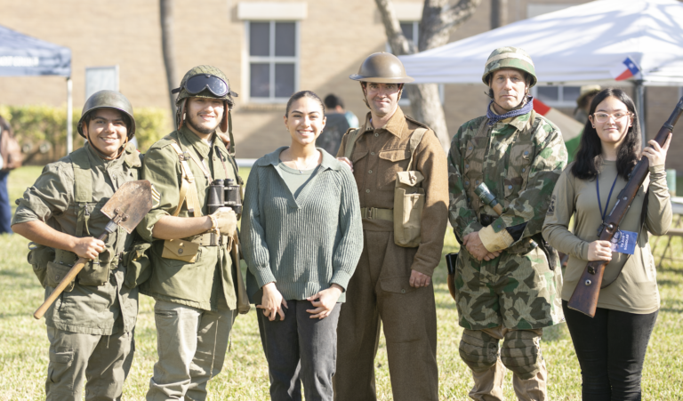 Participants explore historical exhibits and live reenactments during Texas Southmost College’s Living History Day on Feb. 1, 2025, in Brownsville, Texas. The annual event featured interactive performances, period demonstrations, and educational displays celebrating various eras of history.