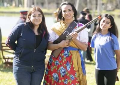 Participants explore historical exhibits and live reenactments during Texas Southmost College’s Living History Day on Feb. 1, 2025, in Brownsville, Texas. The annual event featured interactive performances, period demonstrations, and educational displays celebrating various eras of history.
