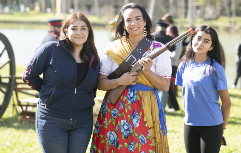Participants explore historical exhibits and live reenactments during Texas Southmost College’s Living History Day on Feb. 1, 2025, in Brownsville, Texas. The annual event featured interactive performances, period demonstrations, and educational displays celebrating various eras of history.