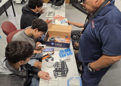 Porter High School students work collaboratively on hands-on industrial training activities inside Texas Southmost College’s Advanced Manufacturing and Robotics Automation (AMRA) Lab during the Spring 2026 Skills Camp, where participants gain practical experience and prepare to earn SACA certifications in pneumatics.