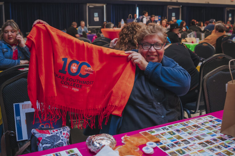 Unique lotería cards celebrating Texas Southmost College’s rich history took center stage at TSC Lotería in the Jacob Brown Auditorium, February 23, 2025. Community members arrived early for a chance to play with cards featuring images from TSC’s historic past, while game chips displayed the College’s logo in honor of its 100th anniversary.