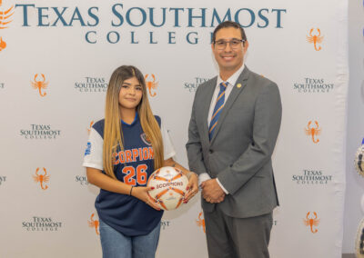 Porter soccer standout America Quezada signs her letter of intent to play at Texas Southmost College at a ceremony held on Friday, May 8, 2026, at Porter High School.