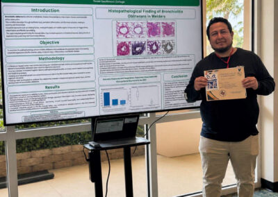 Eleazar Hernandez, a student in the Texas Southmost College (TSC) Respiratory Care program, earned second-place honors at the Texas Society for Respiratory Care South Region South Padre Island Symposium for his presentation of scholarly work focused on airway diseases.