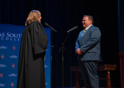 Texas Southmost College Board Trustee J.J. De Leon (Place 1) is sworn in during a special meeting held June 22, 2026, at the Jacob Brown Auditorium.