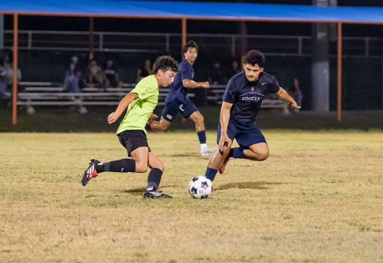 The Texas Southmost College men’s soccer team competes against Lone Star SC during a preseason match Tuesday, Aug. 25, 2026, at TSC Scorpion Soccer Field in Brownsville, Texas. The Scorpions won 4-0.