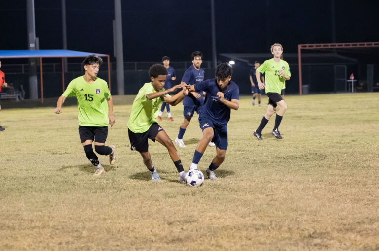 The Texas Southmost College men’s soccer team competes against Lone Star SC during a preseason match Tuesday, Aug. 25, 2026, at TSC Scorpion Soccer Field in Brownsville, Texas. The Scorpions won 4-0.
