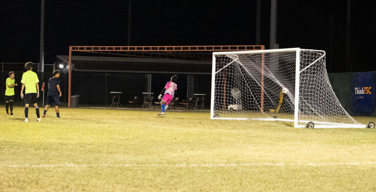 The Texas Southmost College men’s soccer team competes against Lone Star SC during a preseason match Tuesday, Aug. 25, 2026, at TSC Scorpion Soccer Field in Brownsville, Texas. The Scorpions won 4-0.
