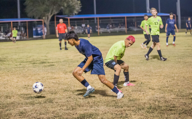 The Texas Southmost College men’s soccer team competes against Lone Star SC during a preseason match Tuesday, Aug. 25, 2026, at TSC Scorpion Soccer Field in Brownsville, Texas. The Scorpions won 4-0.