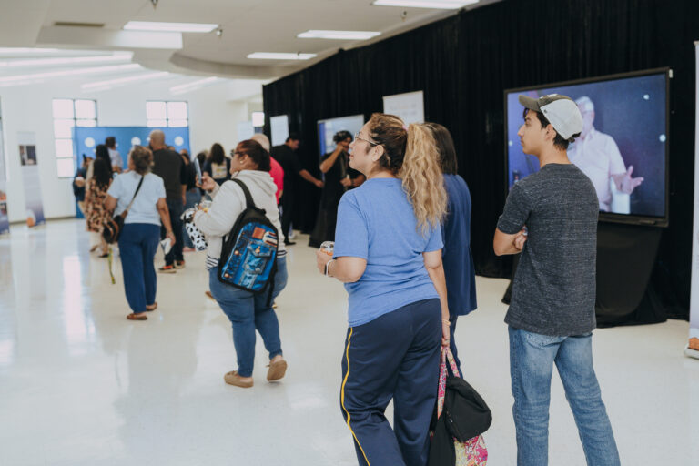 Guests view an exhibit highlighting key events in Texas Southmost College’s history during Generations Day on Sept. 14, 2026, at the Oliveira Student Services Center.