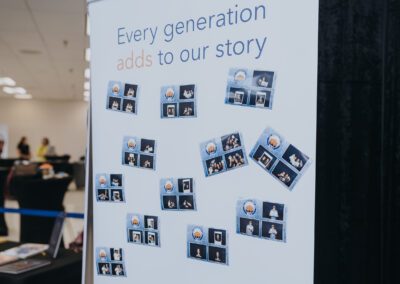Photos of guests attending Generations Day are displayed during the event on Sept. 14, 2026, at the Oliveira Student Services Center.