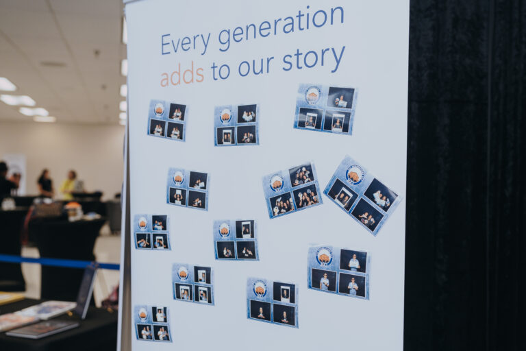 Photos of guests attending Generations Day are displayed during the event on Sept. 14, 2026, at the Oliveira Student Services Center.