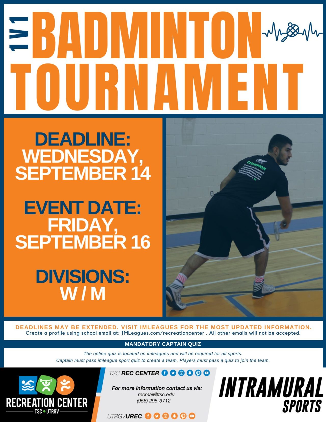 Racquetball/Badminton Tournament TSC Recreation Center