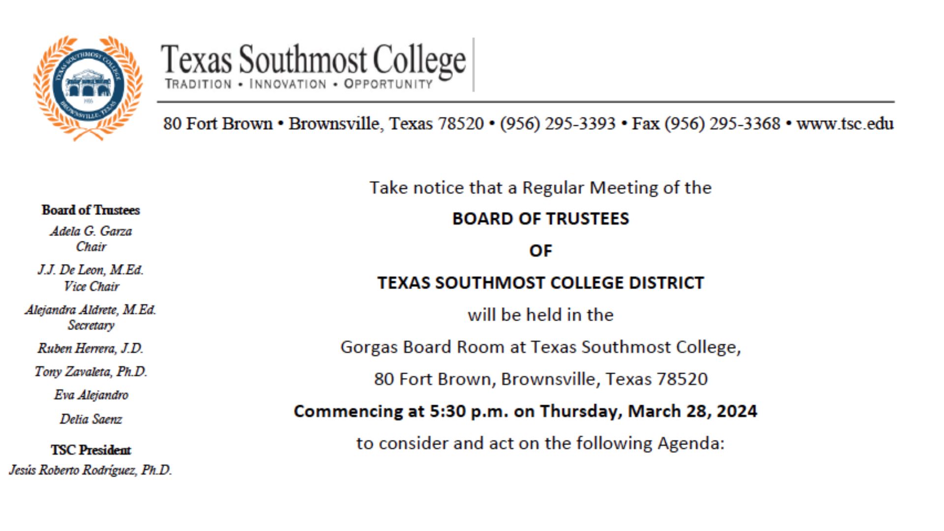 Events from April 16 – March 19 – Texas Southmost College
