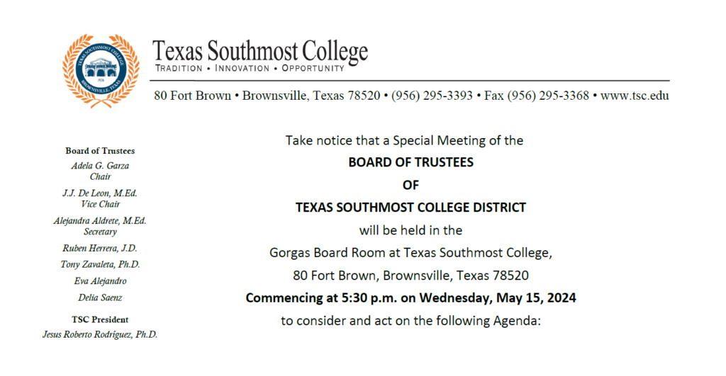 Board of Trustees Meeting 5:30 p.m. May, 15, 2024