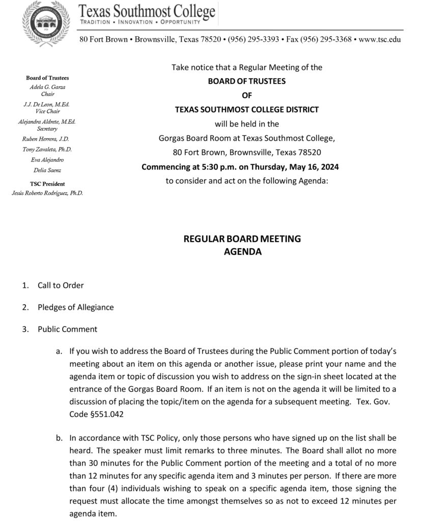 TSC Board of Trustees Regular Board Meeting