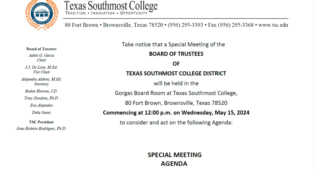 Board of Trustees Special Board Meeting