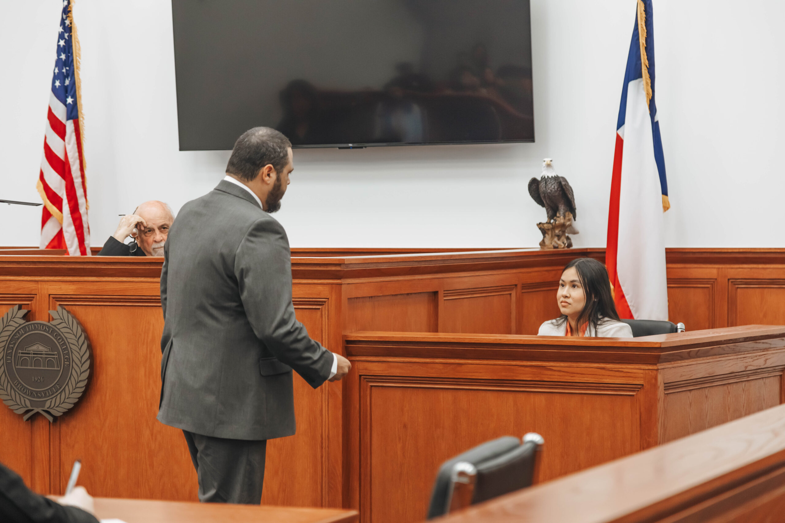 Texas Southmost College hosted its first mock trial in the brand new TSC Legal Center Courtroom on April 24, 2024. This gave Criminal Justice students a chance to witness and participate in a trial exactly as it would happen in the courts.
