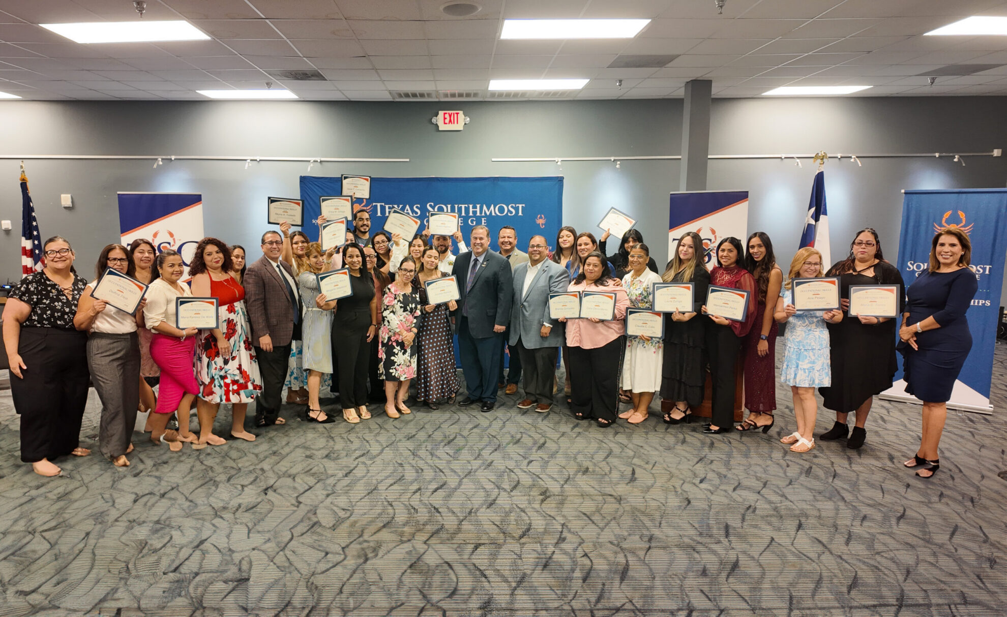 Apprentices in Texas Southmost College’s Early Childhood and Phlebotomy apprenticeship programs pose for a photo during the Occupational Skills Awards ceremony on Sept. 12, 2026, at the ITEC Center.